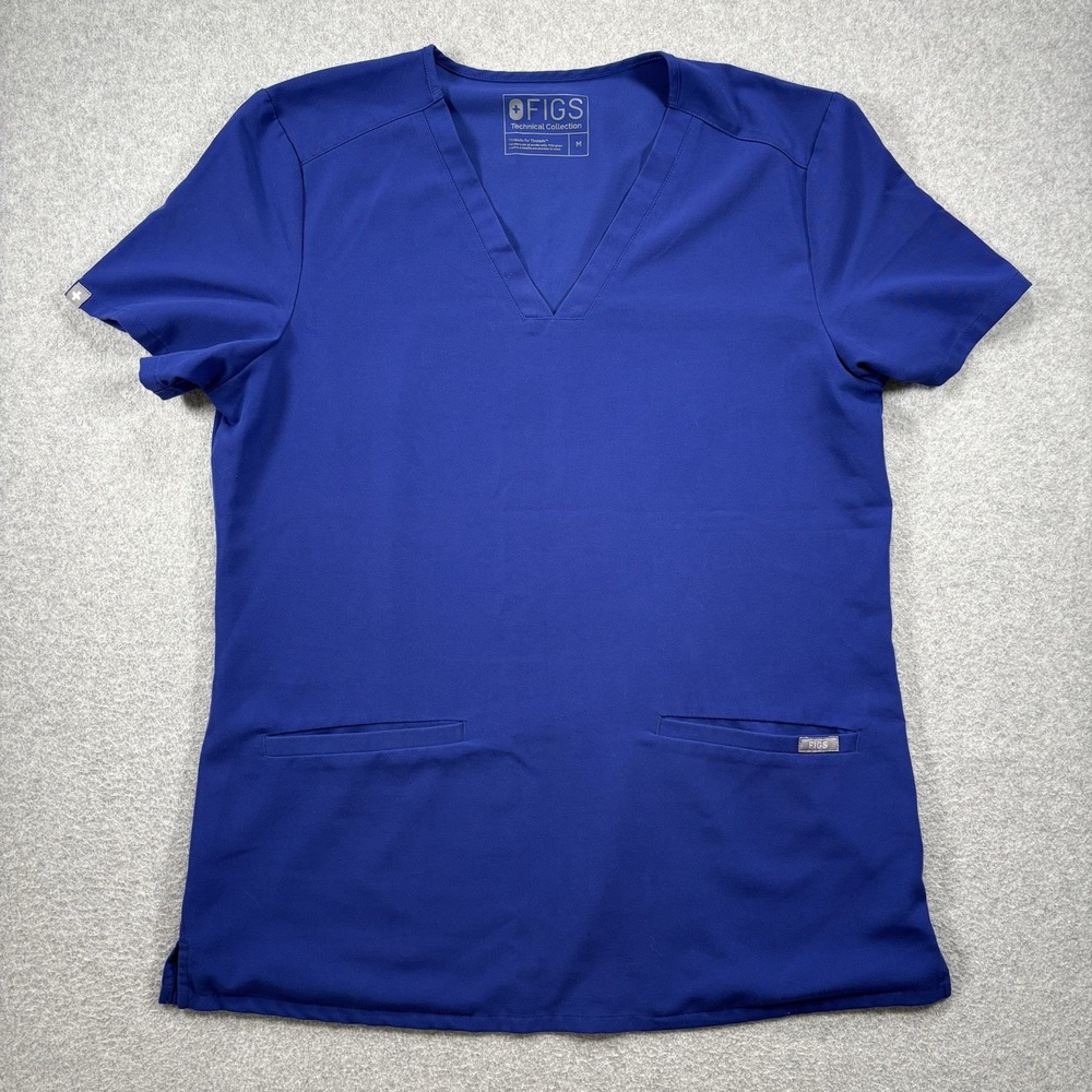 FIGS Casma Scrub Top Womens M Blue‎ Three Pocket Work Utility Nurse Office